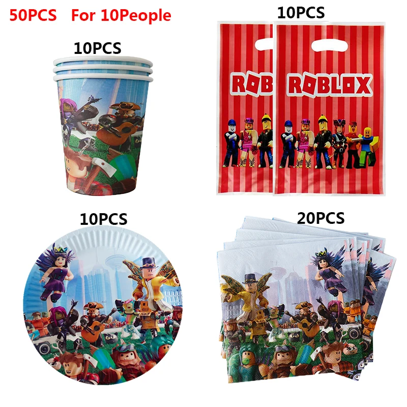 Set Completo Decorazioni Per Compleanno Roblx – Tovaglioli, Piatti, Striscioni E Tovaglia Per Una Festa Indimenticabile