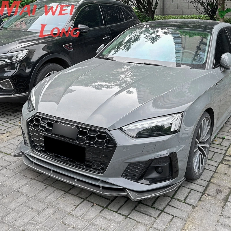 Car Front Bumper Lip Splitter Diffuser Body Kit Spoiler Trim Black Tuning For Audi A5 Sline S5 8W6 2021 2022 2023 2024