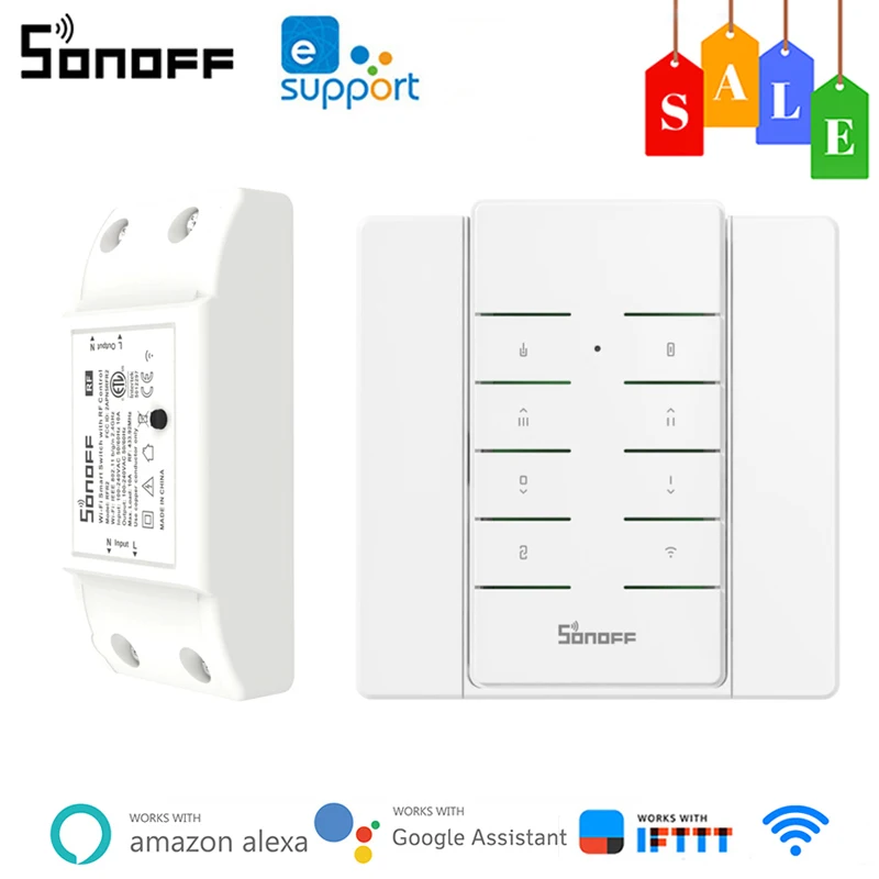 

Смарт-выключатель Sonoff RFR2 с Wi-Fi и приемником RF433, дистанционный выключатель, модули для умного дома, управление через eWeLink Alexa Google Home