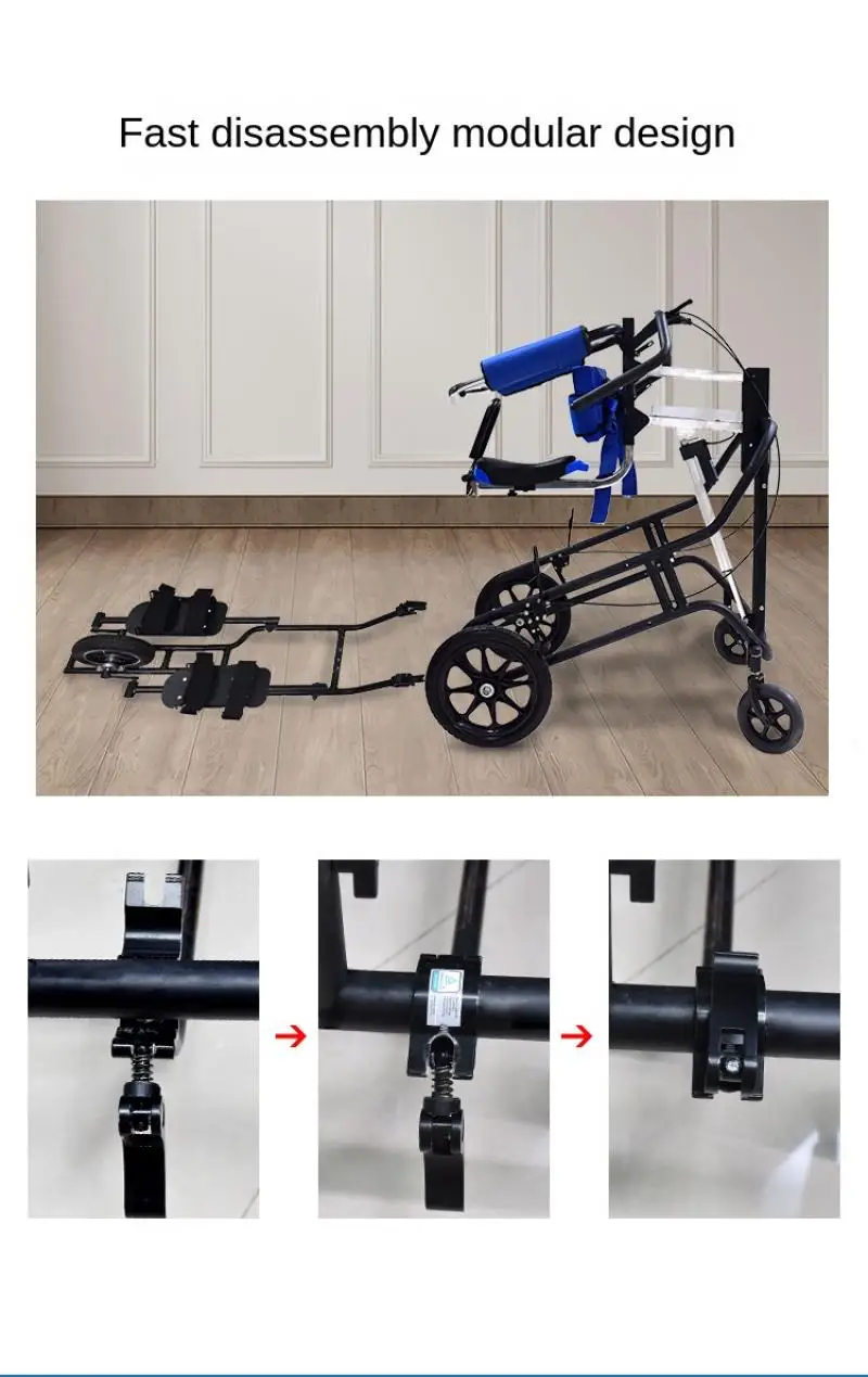 Multifunctional Walking Aid Hemiplegic Patient Lower Limb Training Automatic Height Adjustment Standing Frame with Wheels