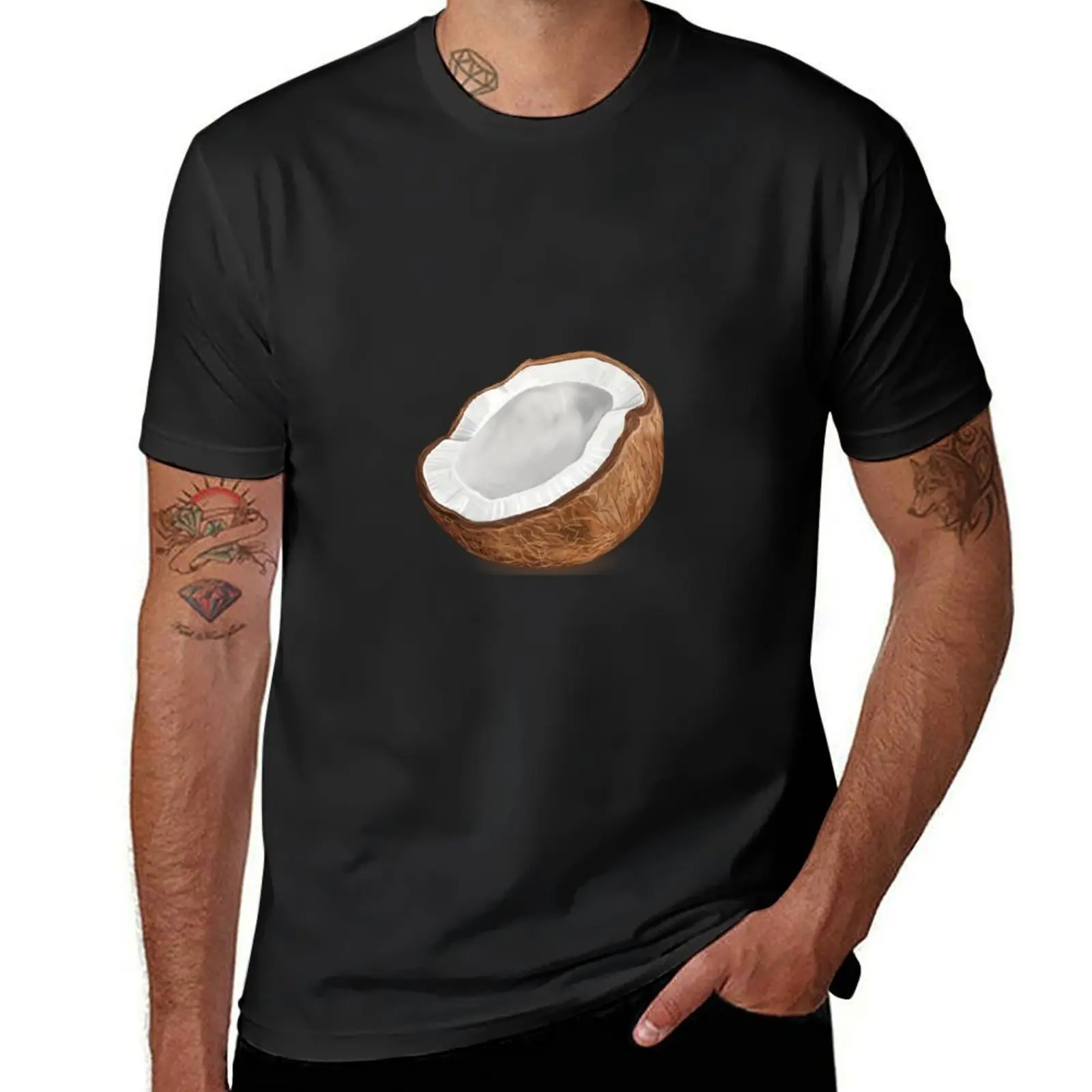 

Coconut Fruit Half T-Shirt funnys sweat aesthetic clothes plus size tops mens funny t shirts