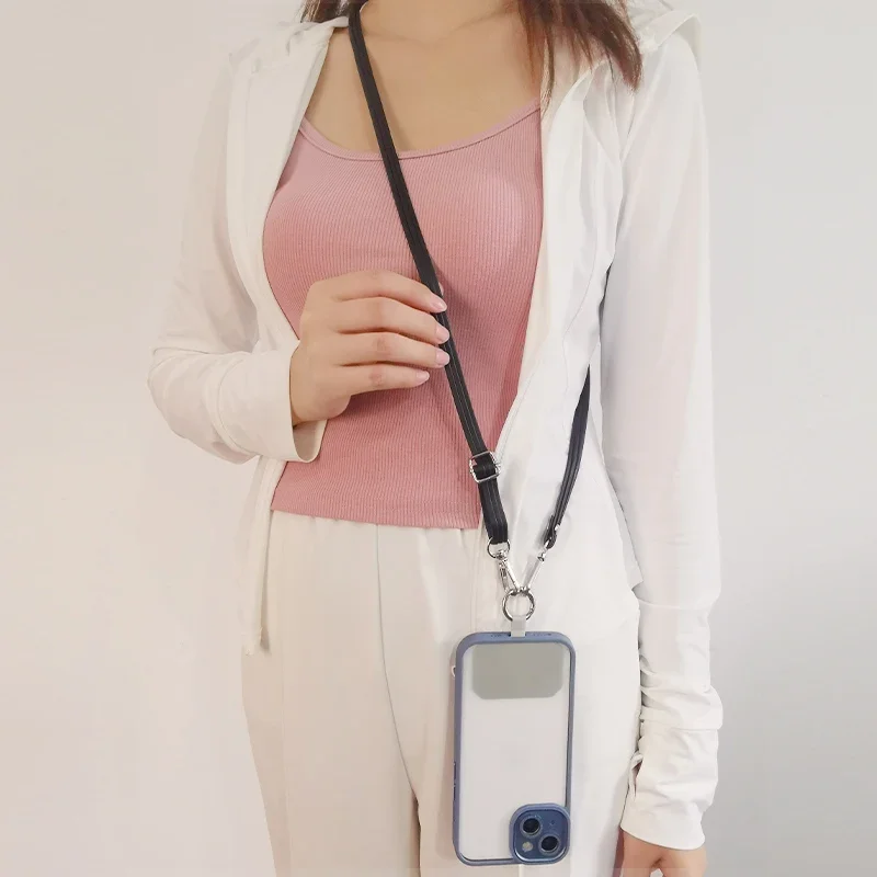 

Mobile Phone Lanyard Crossbody High-end Women's Leather Chain Long Can Be Adjusted Back Length Hanging Neck Lanyard for Keys