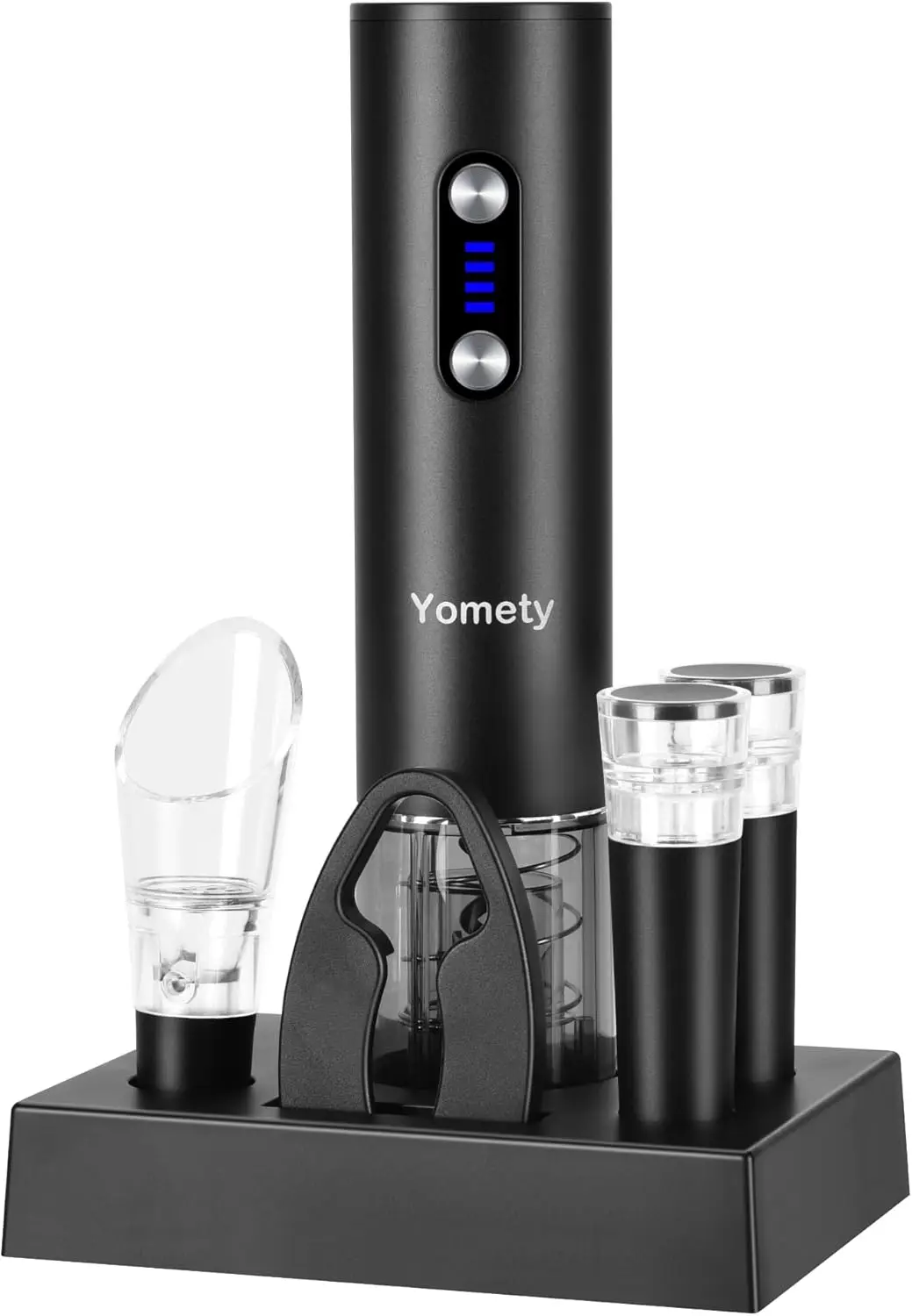 

Electric Opener Set With Base, Accessories Including Rechargeable Corkscrew, Aerator, Stoppers and Foil Cutter - Perfect