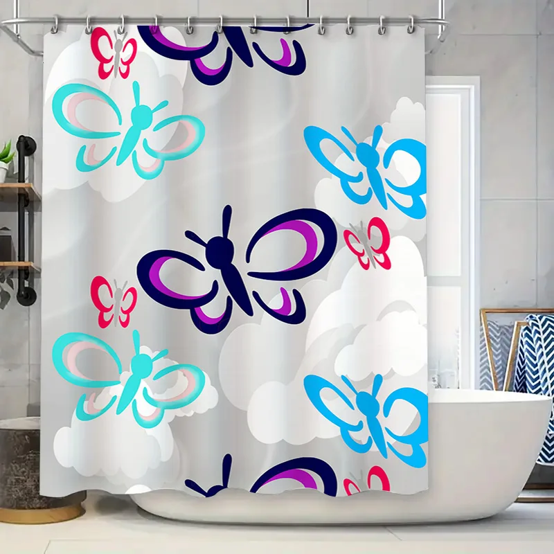 

Очаровательный набор занавесок для душа с принтом бабочки для декора ванной комнаты, водонепроницаемая ткань с кольцами-крючками, доступны в различных размерах