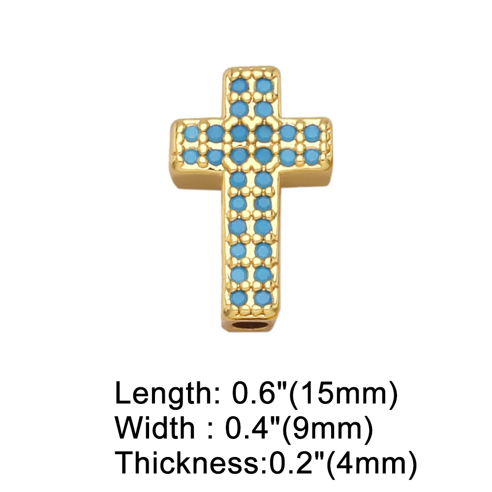 OCESRIO Multiple Color Small Cross Charms for Bracelete CZ Copper Gold Plated Jewelry Making Accessories Wholesale chma167