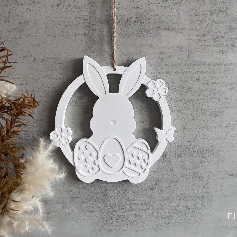 

[YU]Easter Wall Decoration Irregular Circular Rabbit Silicone Mold DIY Flower Wreath Bunny Hang Tag Gypsum Ornament Resin Mold