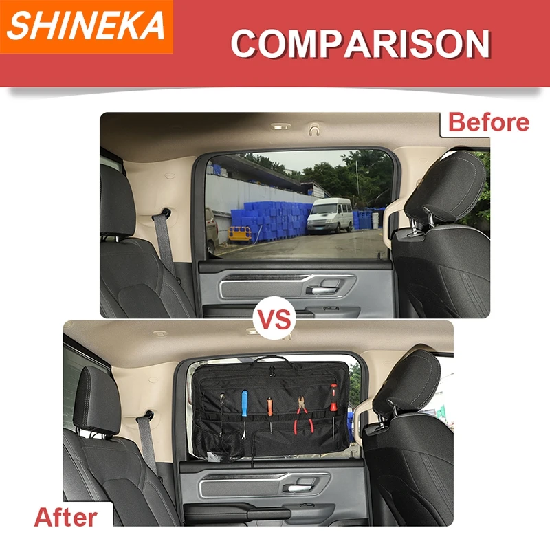 SHINEKA Car Rear Window Multi-function Storage Bag For Jeep Grand Commander 2006-2010 For Dodge RAM 2018+ For Ford F150 2015+