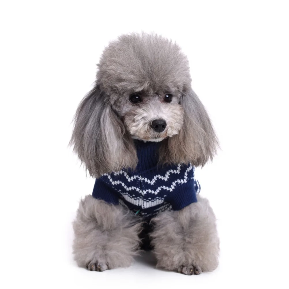 

Christmas Puppy Sweater Turtleneck Snowflake Pattern Warm Pet Clothes Size S Blue Dog Winter Festival Costume Pet Sweater