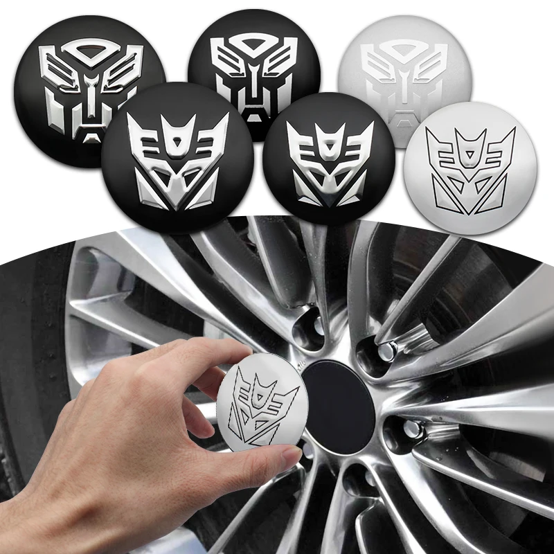 4Pcs 56mm Car Styling Transformers Decepticon Emblem Badge Sticker Car Wheel Hub Center Caps Rim Cover Stickers Auto Accessories