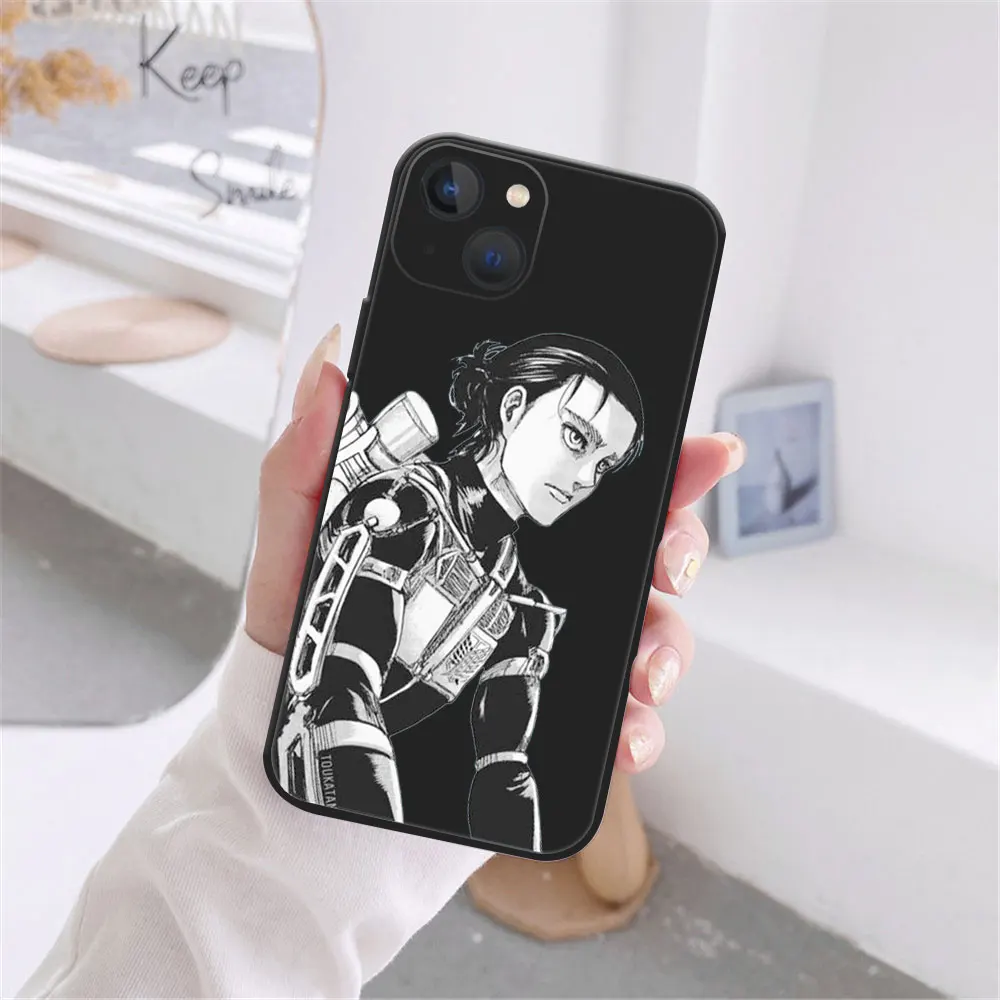 Funda de teléfono de Anime de ataque a los Titanes, carcasa trasera suave negra para iPhone 11, 12, 13 Pro Max, X, XR, XSMAX, X, 6s, 8, 7Plus, 13Mini