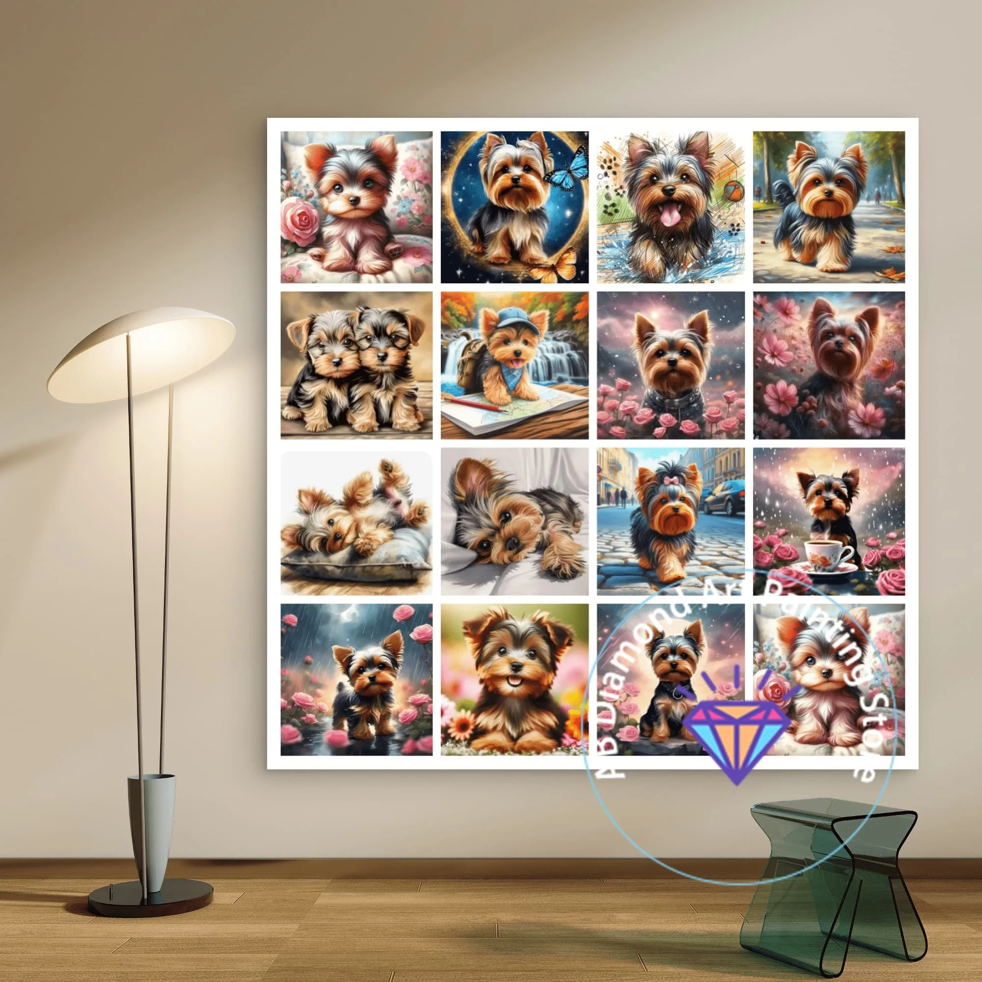 

Yorkshire Terrier Dog AB Diamond Painting Kit 5D DIY Diamond Embroidery Handmade Art Exquisite Children's Gift Home Decoration