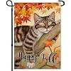 Happy Fall Cat Garden Flags for Outside 12x18 Inch Double Sided Thanksgiving Garden Flag Autumn Flag for Outdoor Lawn Yard I jjp