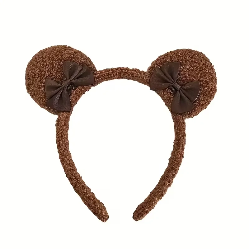 1 Stück Niedliches Cartoon-Bärenohren-Haarband - Schleifendetails, Süßer Stil Damen-Haaraccessoire – Detail 1
