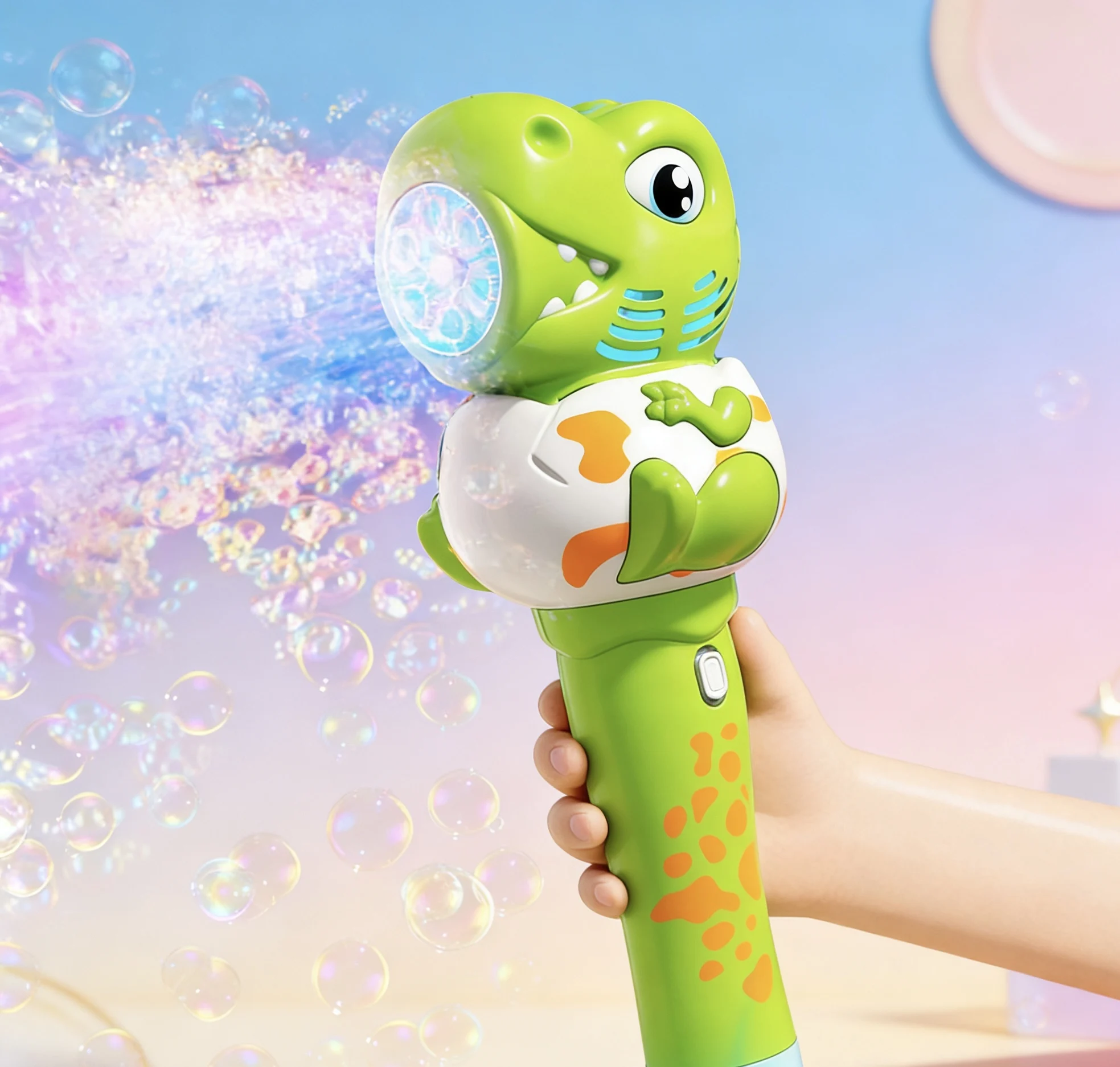 

Electric Bubble Machine with Light Handheld Bubble Blowing Toy Automatic Soap Blower Summer Outdoor Toy Cute Dinosaur Bubble Gun
