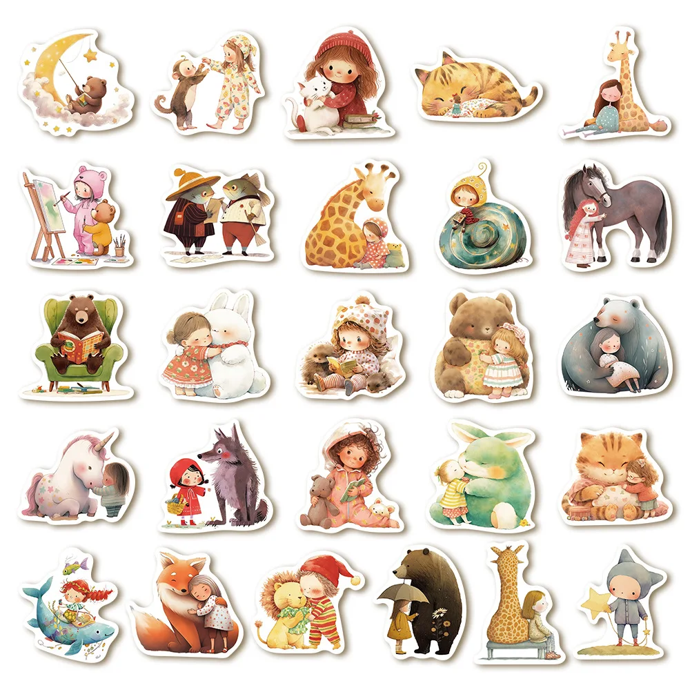 52pcs Fairy Tale Dreamland Animal Series Graffiti Stickers Suitable for Laptop Helmets Desktop Decorations DIY Stickers Toys