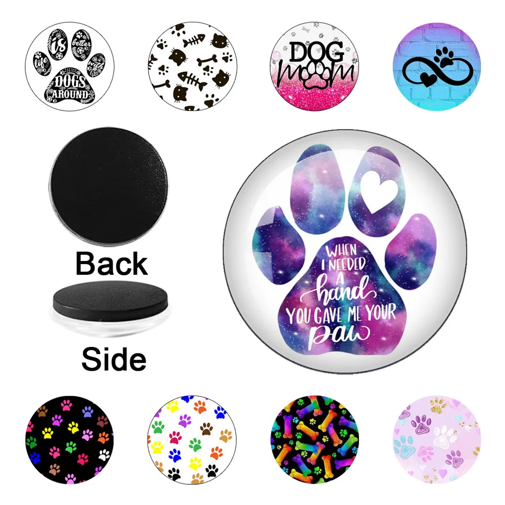 Cute Cat Dog Paw Creative Footprints Pattern Magnetic Refrigerator Sticker Note Holder Home Decor  ﻿