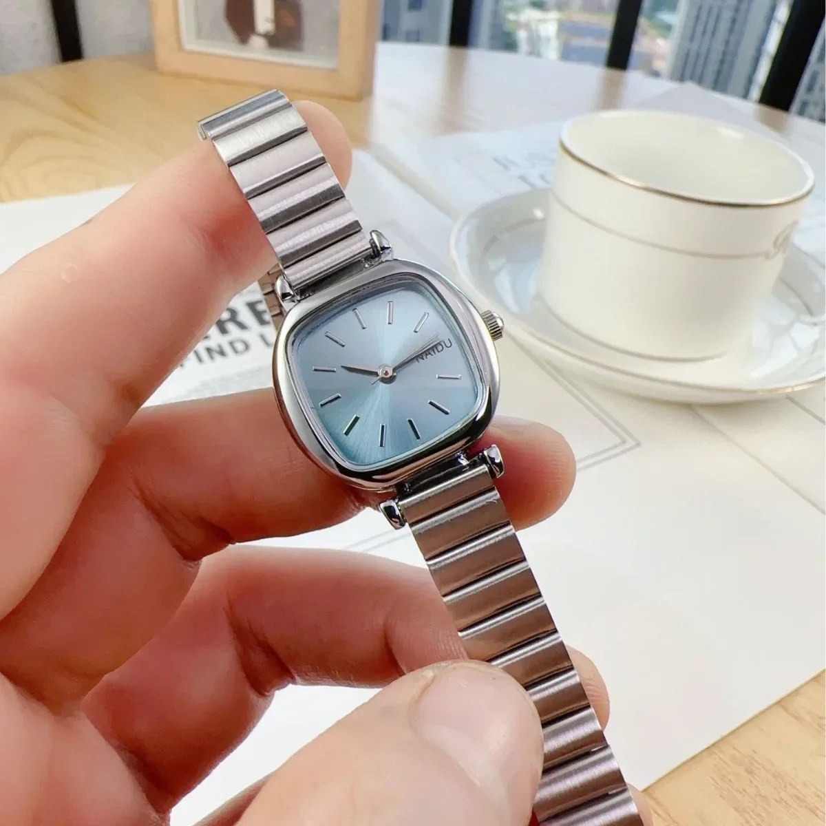 

Candycat 2024 New Exquisite Square Quartz Watch for Women Luxury Korean Style Metal Chains Women Watches Fashion Accessories