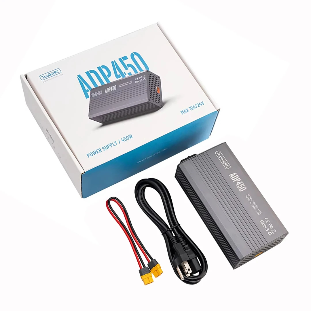 

ToolkitRC ADP450 Адаптер питания 450 Вт XT60 выход 24 В 19 А вход переменного тока 100 В-240 В для зарядного устройства ToolkitRC M8D M6D M8P M9
