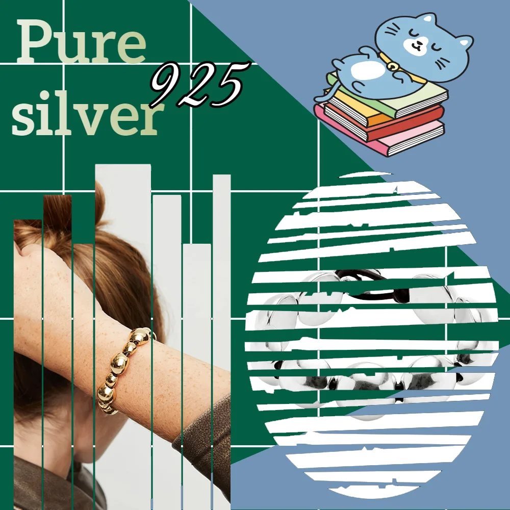 

Spain Versatile Fashion Half Round Beaded Silver Bracelet S925 Women's Bracelet Meeting Gift Preferred No50