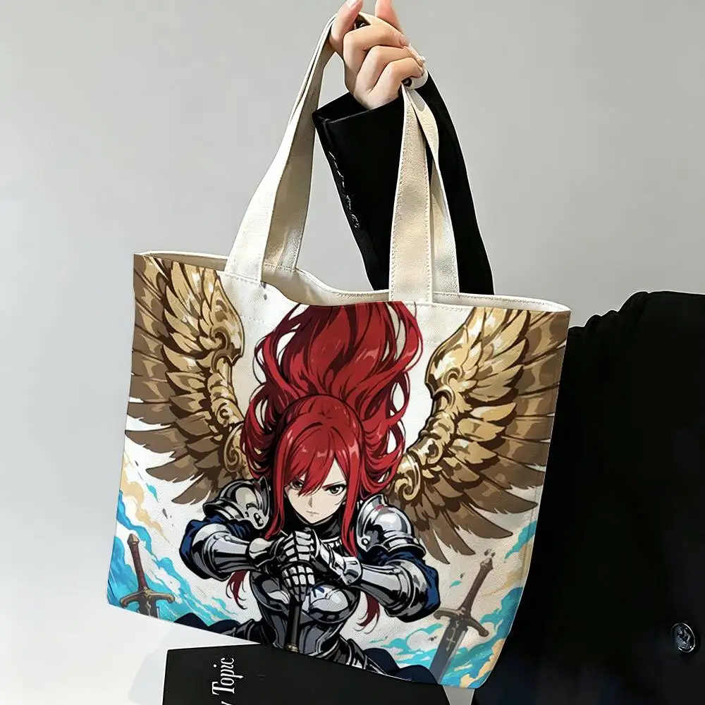 F-Fairy Tail Erza Scarlet Printed Canvas Tote Bag Shoulder Bag Commuter Mommy Shopping Bag