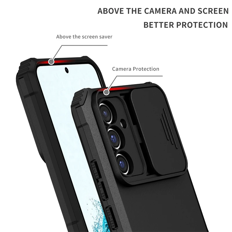 For Samsung Galaxy A14 A34 A54 5G Case Armor Kickstand Slider Camera Protector Case for Samsung A24 4G A25 A15 A04 A05 S Cover