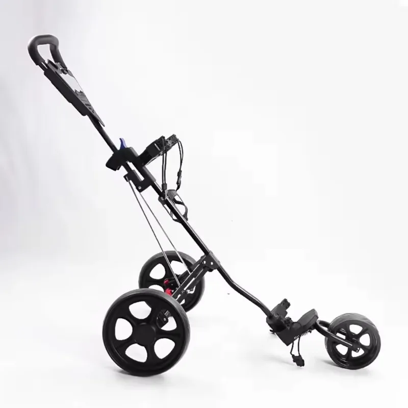 Ultra Lightweight 3-Wheel Golf Push Cart with Easy Fold Mechanism Pull Storage Bag Trolley for Convenient Course Navigation