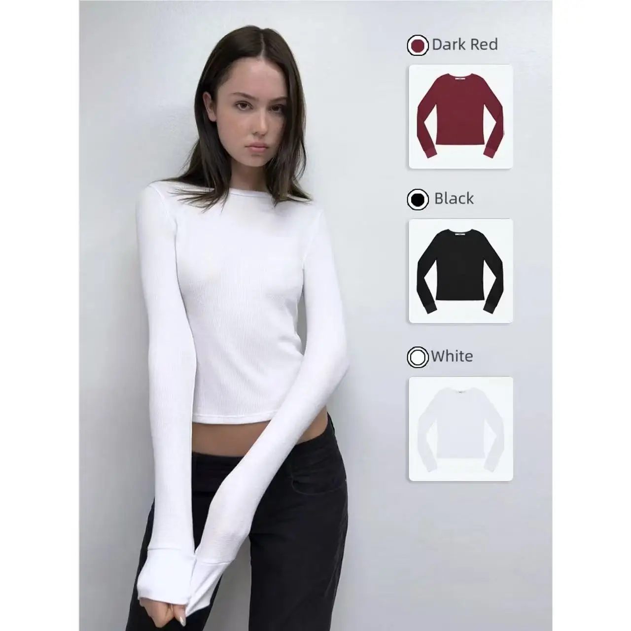 Tank Black and White Solid Color Round Neck Waffle Texture Slim Fit Base Layer Top Dark Red Top with a Cinched Waist and Minimal