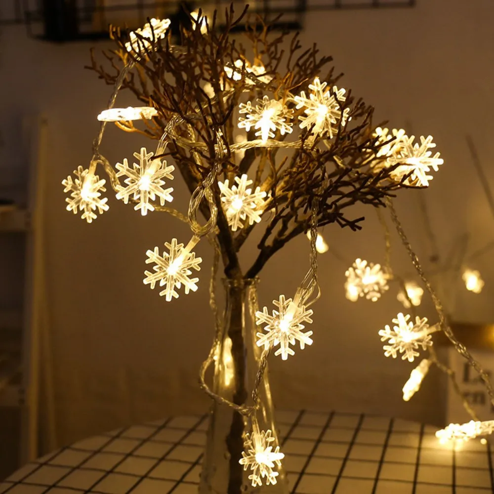 1.5M/3M/6MLED Snowflake String Light, Battery Powered, Suitable for Room, Wedding, Party, Holiday Decoration