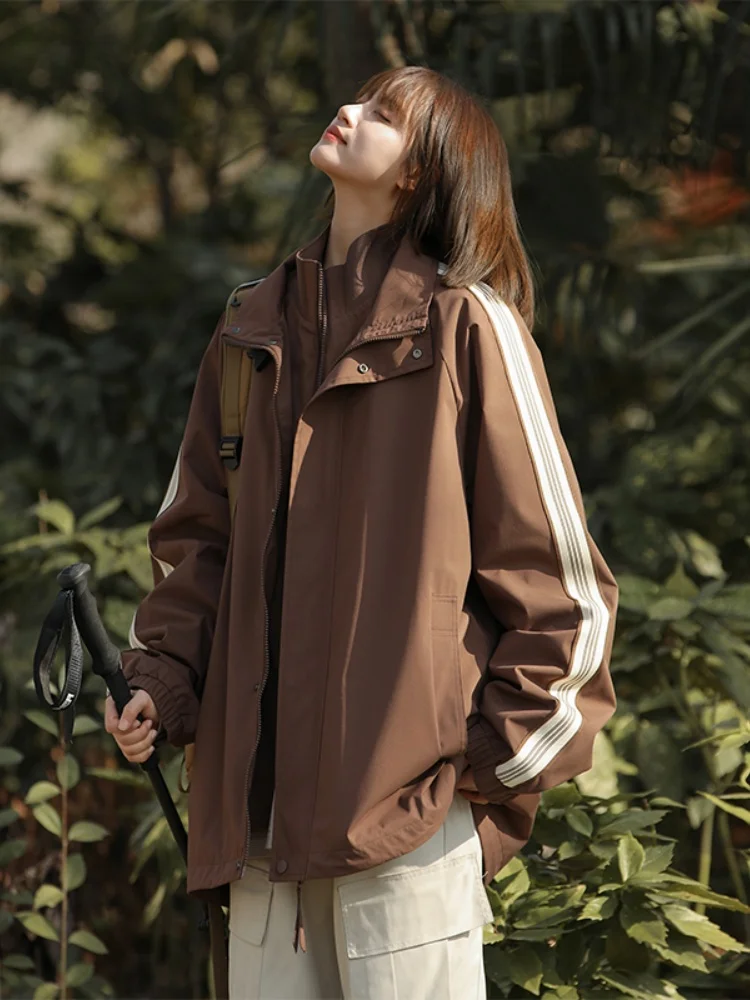 

Мужская демисезонная куртка для активного отдыха, имитация двухслойной рабочей одежды, модная верхняя одежда для пар, ветрозащитная, с длинными рукавами, на молнии