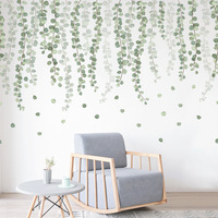 Nordic Wall Sticker Green Vines Nature For Living Room Bedroom Home Flower Background Wall Decor Self-adhesive Sticker Wallpaper