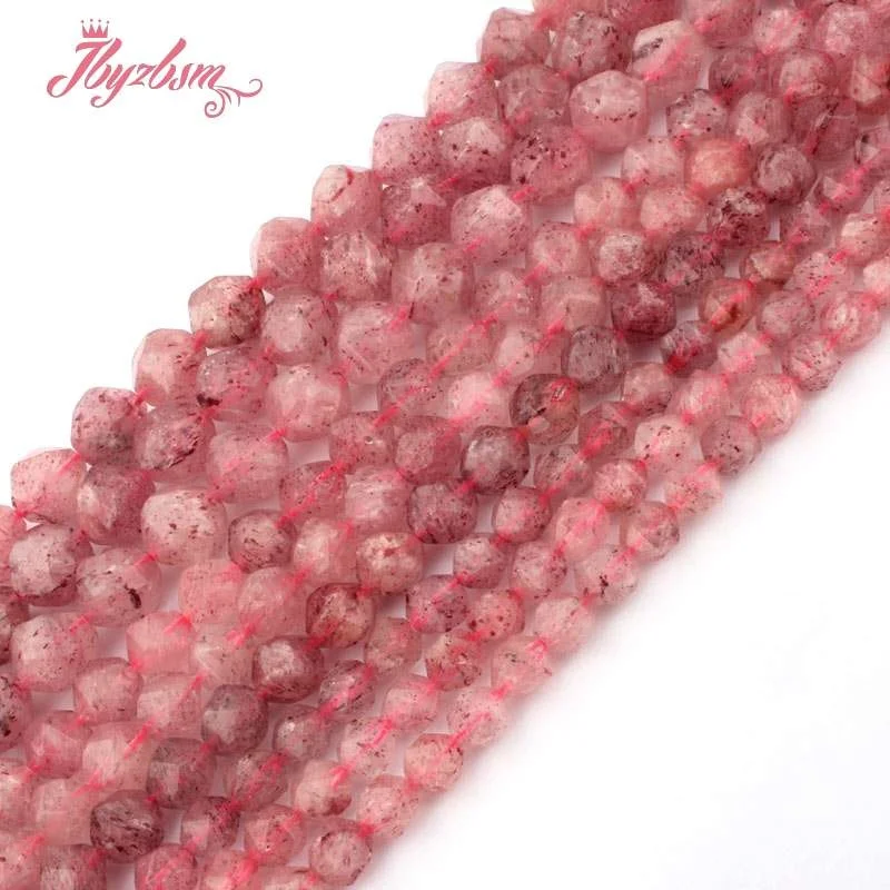 6/8/10mm Faceted Strawberry Quartz Bead Natural Stone Beads For DIY Necklace Bracelats Earrings Jewelry Making 15\