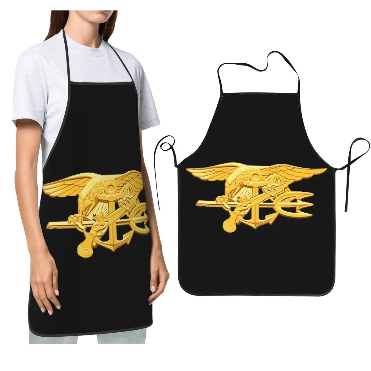 

Фартук со значком темно-синего цвета, фартук для шеф-повара, приготовления пищи, выпечки, водонепроницаемый нагрудник, кухонный сарафан для чистки для женщин и мужчин, живопись