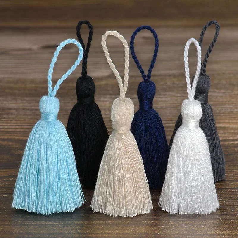 5/10Pcs 8cm Chunky Cotton Tassel with Hanging Loop Bookmarks Tassel Cotton Thread Small Tassels DIY Crafts Jewelry Making Decor