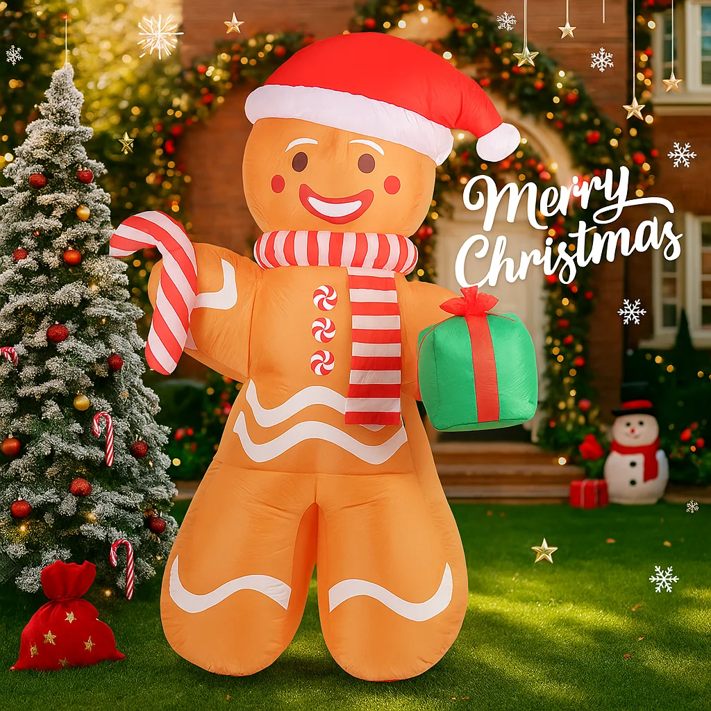 7.87FT نفخ LED ساحة ديكور الزنجبيل رجل قصب الحلوى هدية صندوق عيد الميلاد لعبة المورد ديكور المنزل هدية مزخرفة عيد الميلاد عطلة