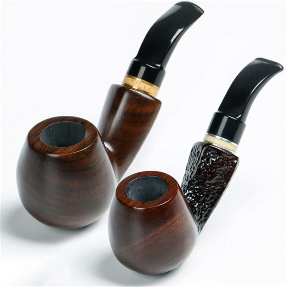 Vintage Bent Tobacco Pipe 9mm Diameter Ebony Resin Handmade Solid Wood Smoking Pipe Smoke Pipe Cigarette Accessories Smoke Set