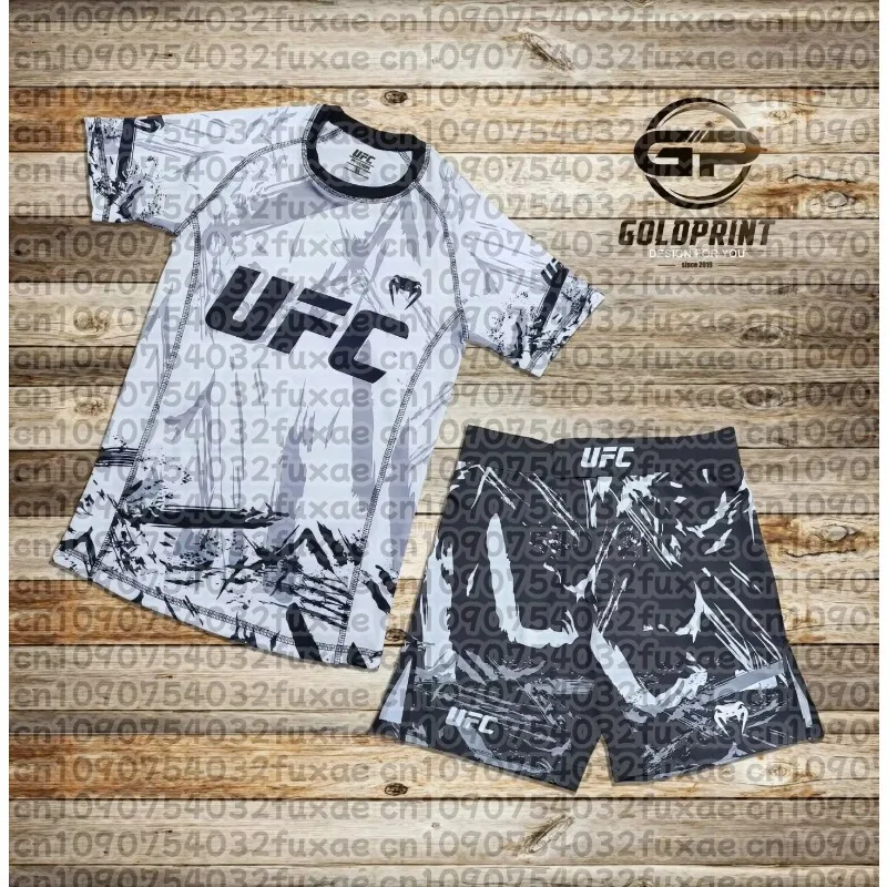 

UFC Mixed Martial Arts Training Team T-shirt Men's Running Fitness Sweatshirt Outdoor Boxing Wrestling Sportswear Men's Set