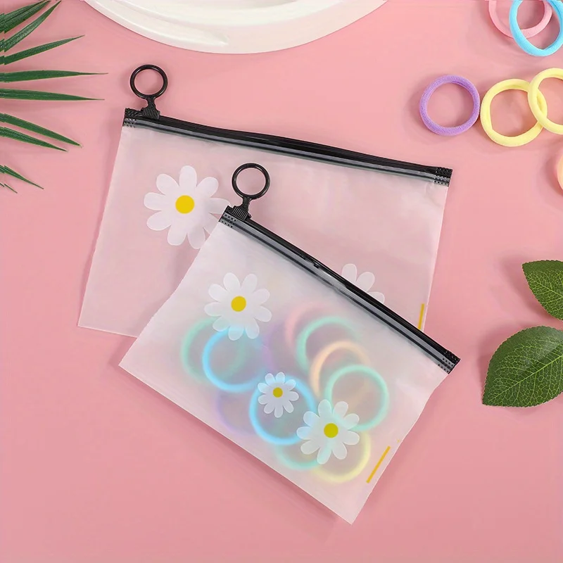 

20pcs/10pcs Cute Daisy Zipper Pouches Lightweight Translucent Make Up Bags Travel Cosmetics Storage Organizer Hair Accessories