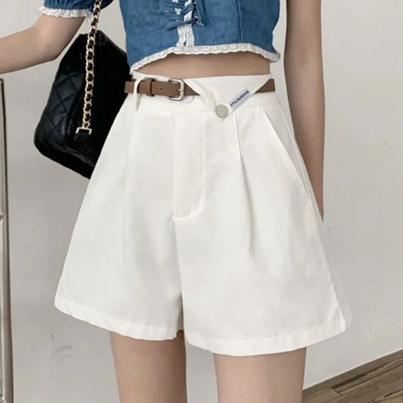 Casual Shorts for Women Fashion Loose Solid Korean Style College Students Niche Design Summer Girls All-match New Pockets Chic