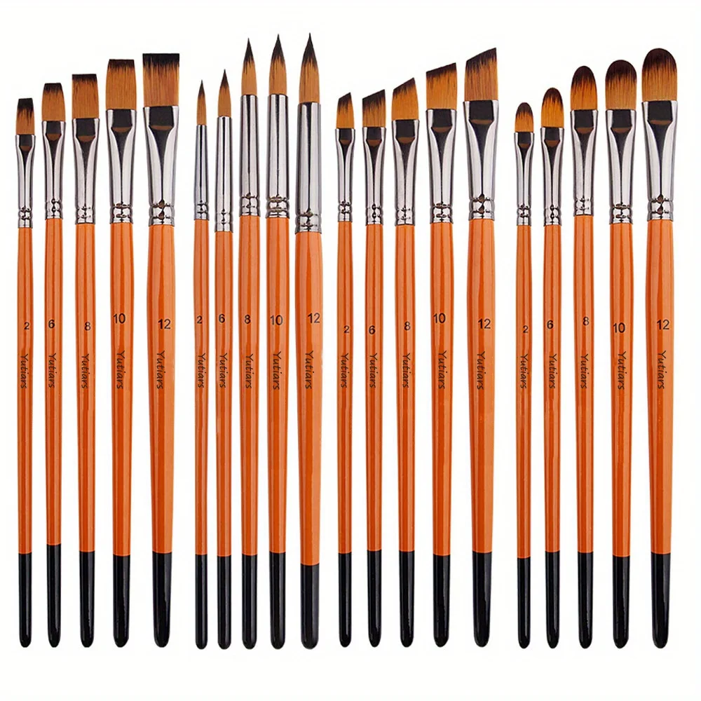 Künstler-Pinsel-Set mit 5 runden und Haselnuss-/Flach-/Winkelpinseln für Aquarell- und Acryl-Gouache-Öl- und Tempera-Malerei