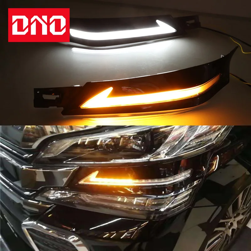 

Car LED Daytime Running Headlamps For Toyota Vellfire 2016 2017 2018 2019 Daylights Yellow Turn Signal DRL Car Foglamps