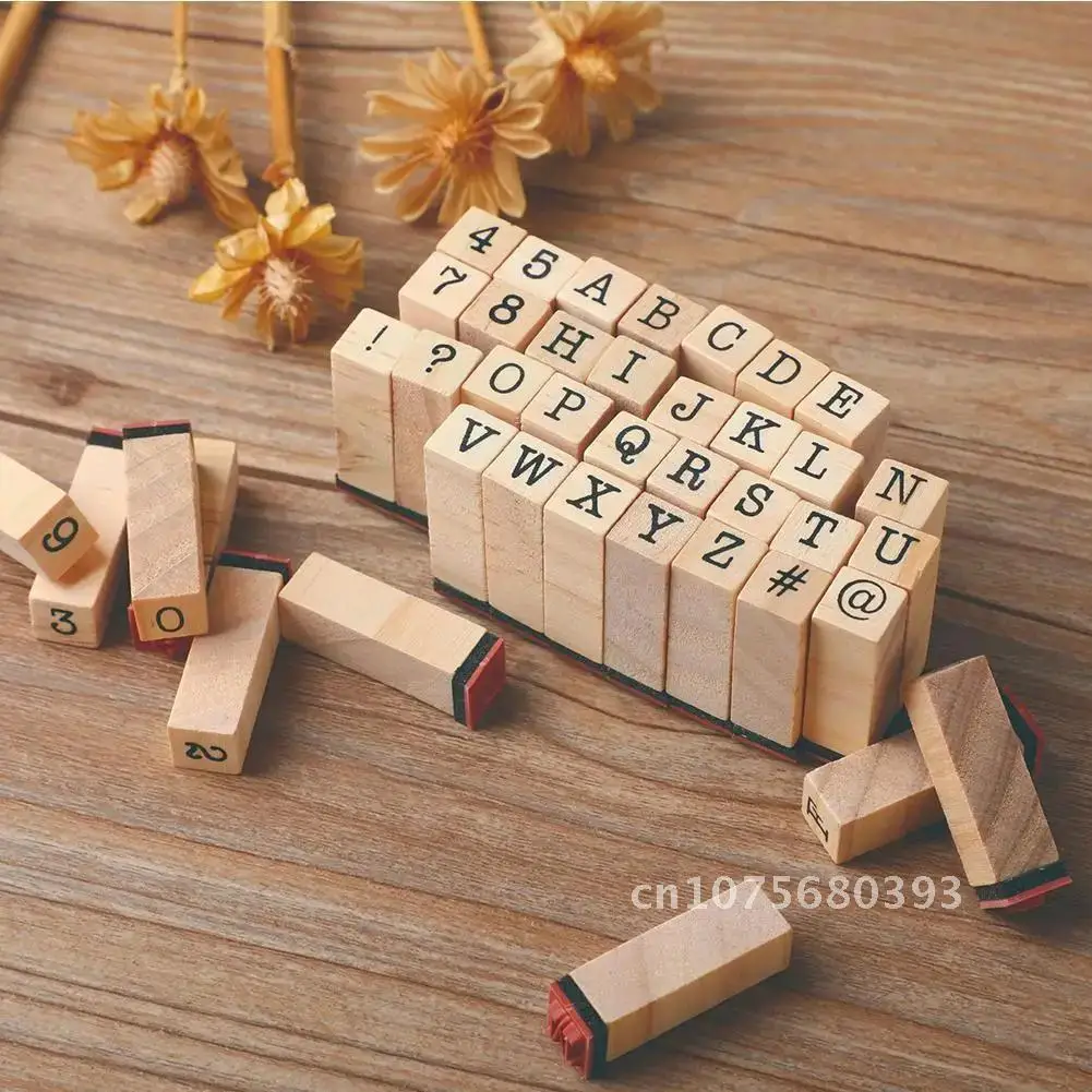 

Alphanumeric Typewriter Seal Diy Photo Album Diary Wooden Rectangle Letter Stamp Kids Diary Decoration Handmade Number Seal H8S3