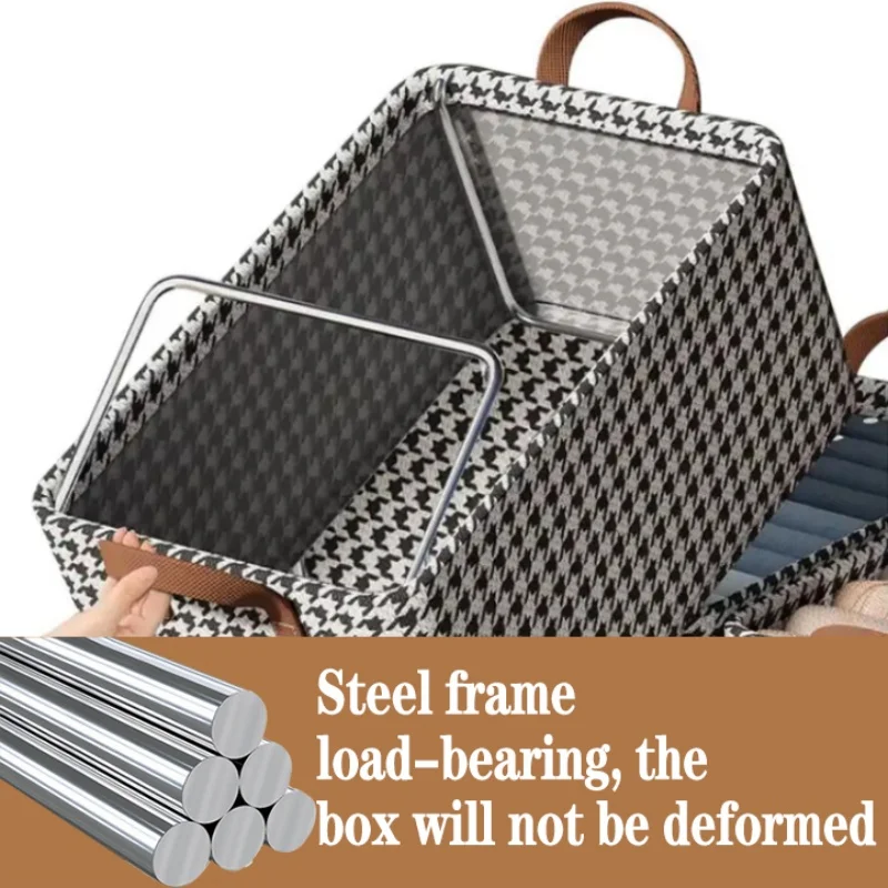 1/2/4PCS Foldable Clothes Storage Box Steel Frame Load Bearing Without Deformation Large Capacity Storage Basket with Lid