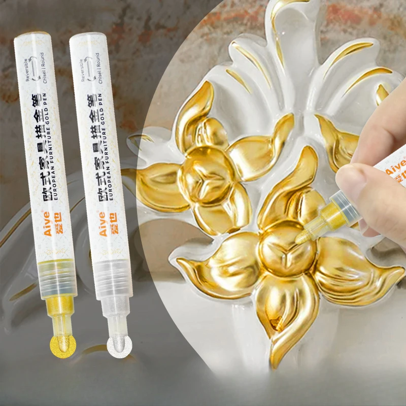 เฟอร์นิเจอร์ยุโรปเฉพาะ Gold Tracing ปากกากันน้ําไม่ซีดจางประตูตู้และหน้าต่างจับ Hot Stamping เครื่องหมายสี