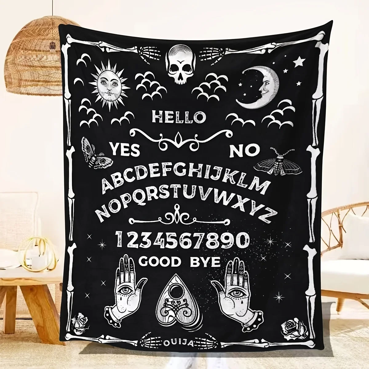 

New Board Blanket Magic Witch Spirit Gothic Black Blanket Bed Sofa Chair Sofa Halloween Decoration Fluffy Flannel Blanket