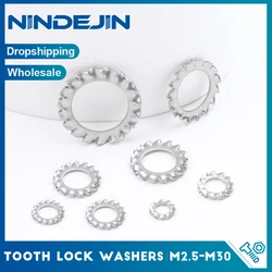 NINDEJIN External Tooth Lock Washers M3 M4 M5 M6 M8 M10 M12 M14 M16 M20 M24 M27 M30 Stainless Steel Star Lock Washers