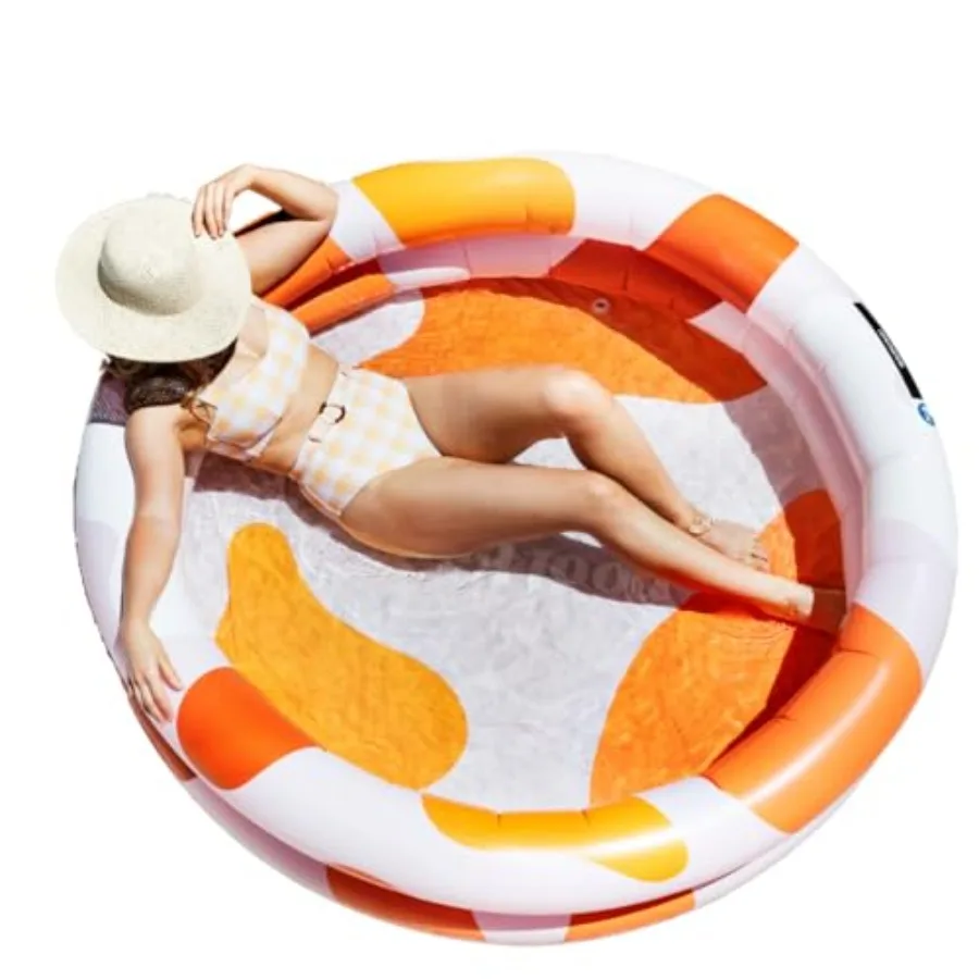 

Round Inflatable Pool with Storage Bag - PVC Blue Easy Setup Compact Storage for Outdoor Family Summer Pool Parties
