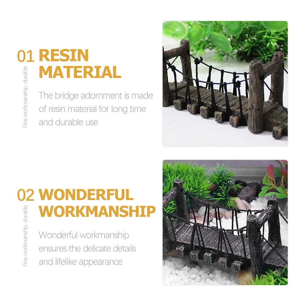 

Fish Tank Bridge Decor Resin Aquarium Adorn Unique Underwater Landscape Vivid Detail Non Fading Deformation Free for Shrimp