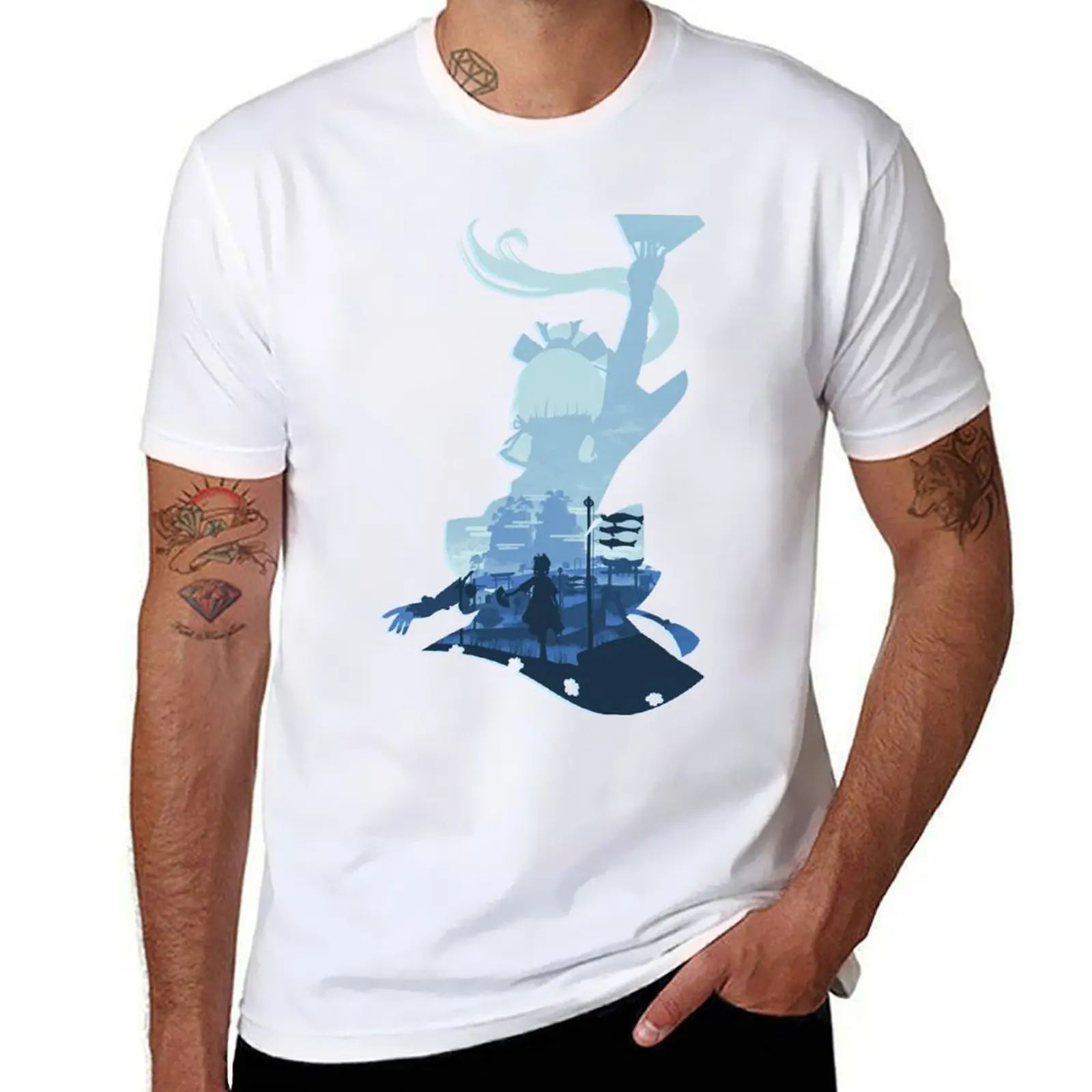 

Kamisato Ayaka Vision-сапфировая футболка, футболки для мужчин, хлопковые футболки с аниме для мужчин, персонализированная футболка