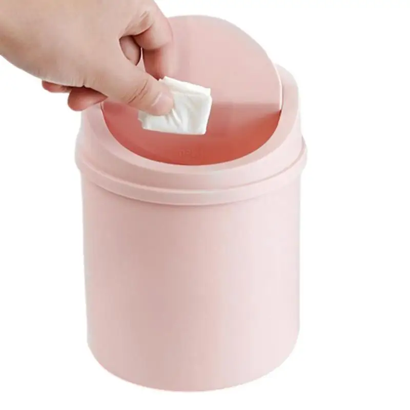 Mini Waste Bin With Lid Desktop Office Organizer Storage Home Garbage Basket Container Table Trash Bin Small Trash Can