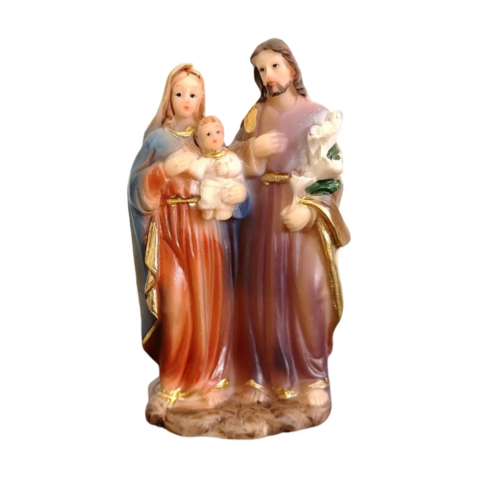 Resin Holy Family Statue Multicolor Decorative Ornament for Christmas Room Decorations and House Decor